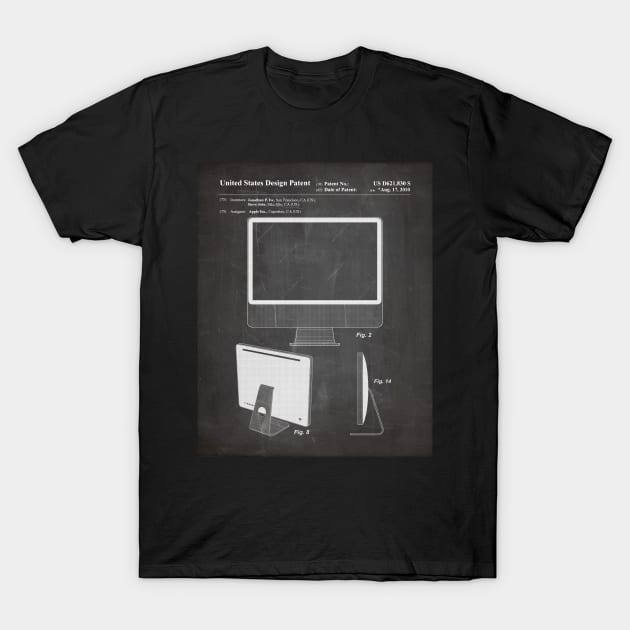Imac Computer Patent - Apple Fan Tech Home Office Art - Black Chalkboard T-Shirt by patentpress